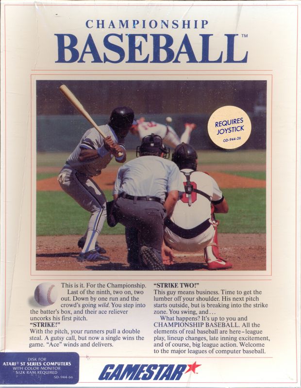 Front Cover for Championship Baseball (Atari ST)