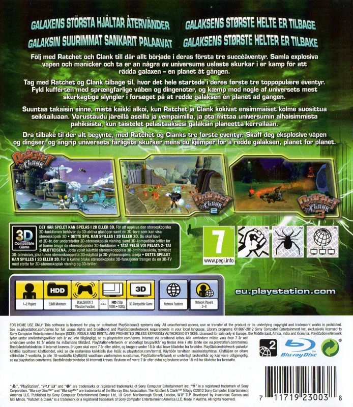 Back Cover for Ratchet & Clank Collection (PlayStation 3)