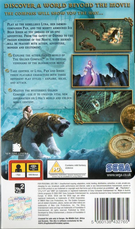 Back Cover for The Golden Compass (PSP)