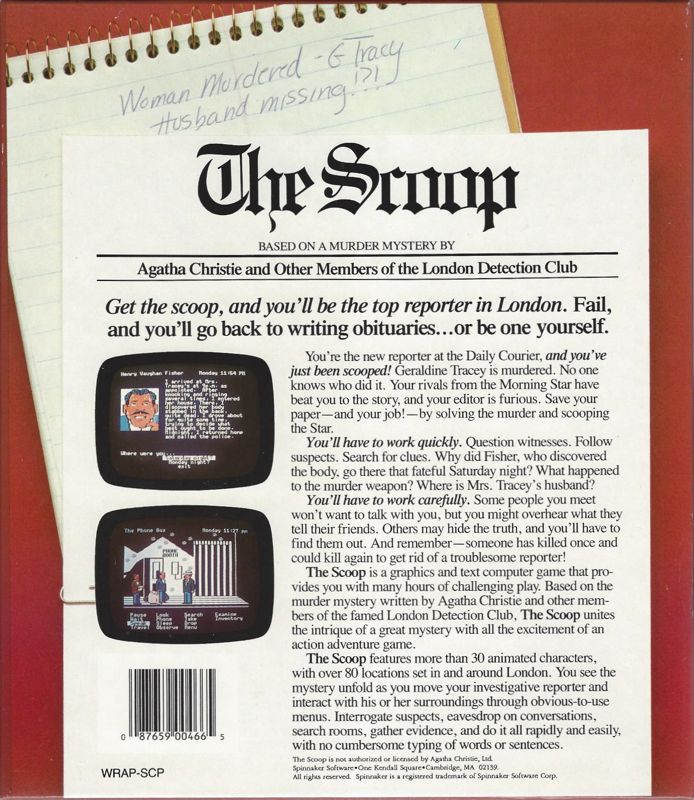 Back Cover for The Scoop (DOS) (3.5" Disc Edition)