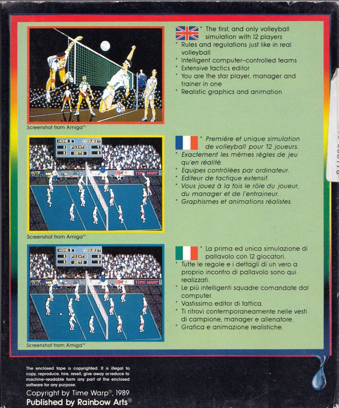 Back Cover for Volleyball Simulator (Atari ST)
