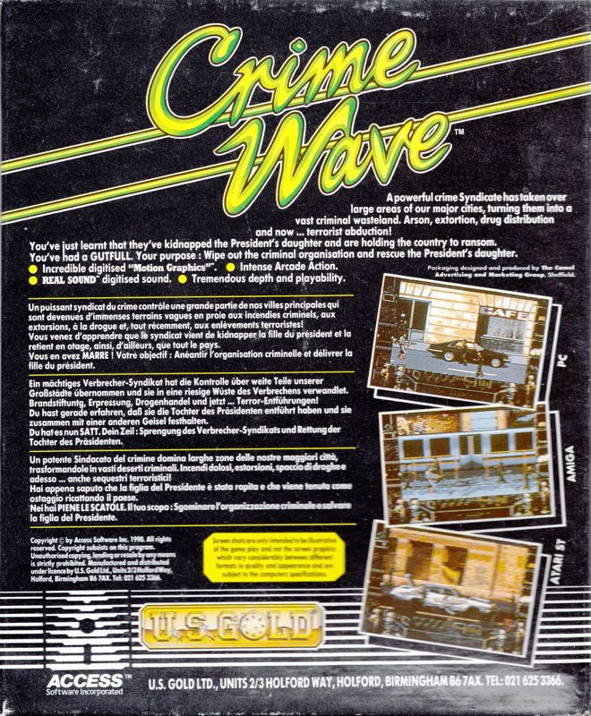 Back Cover for Crime Wave (Atari ST)