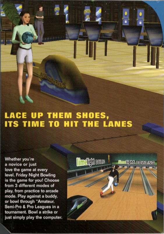 Inside Cover for Friday Night 3D Bowling (Windows): Left