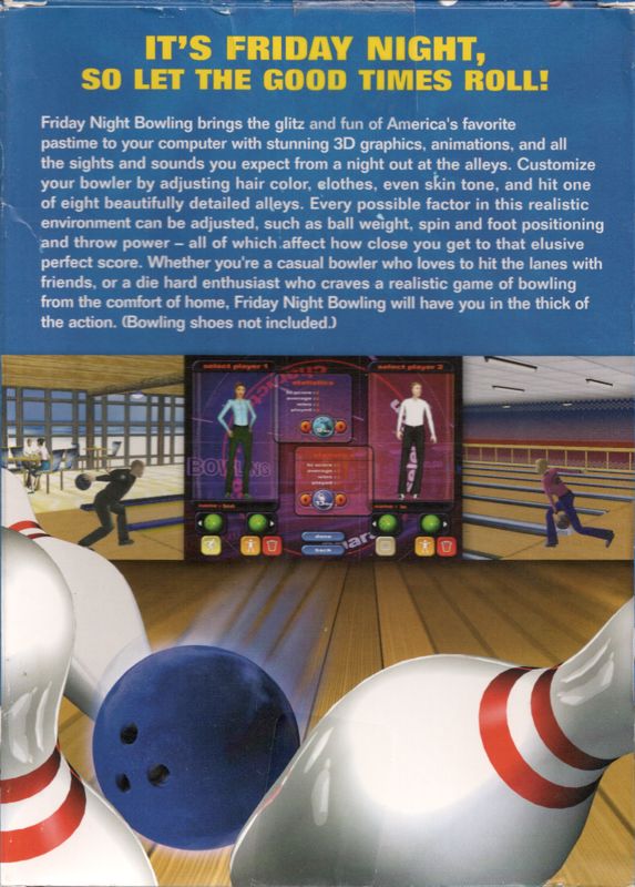 Back Cover for Friday Night 3D Bowling (Windows)