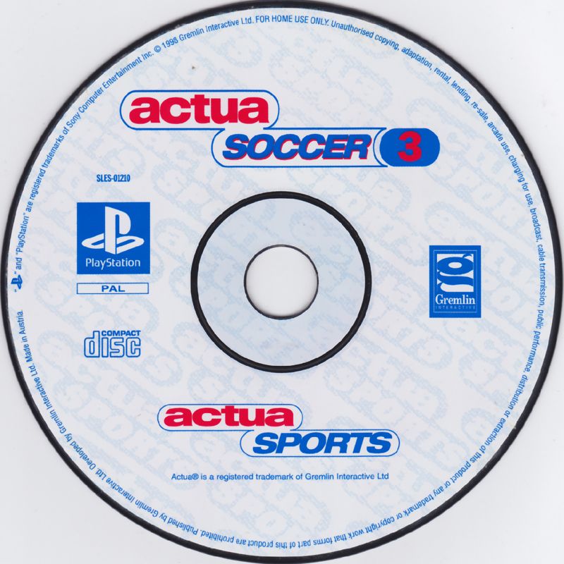 Media for Actua Soccer 3 (PlayStation)