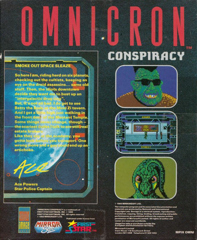 Back Cover for Omnicron Conspiracy (Amiga)