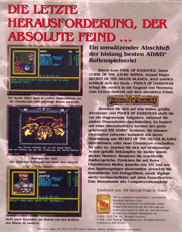 Pools of Darkness cover or packaging material MobyGames