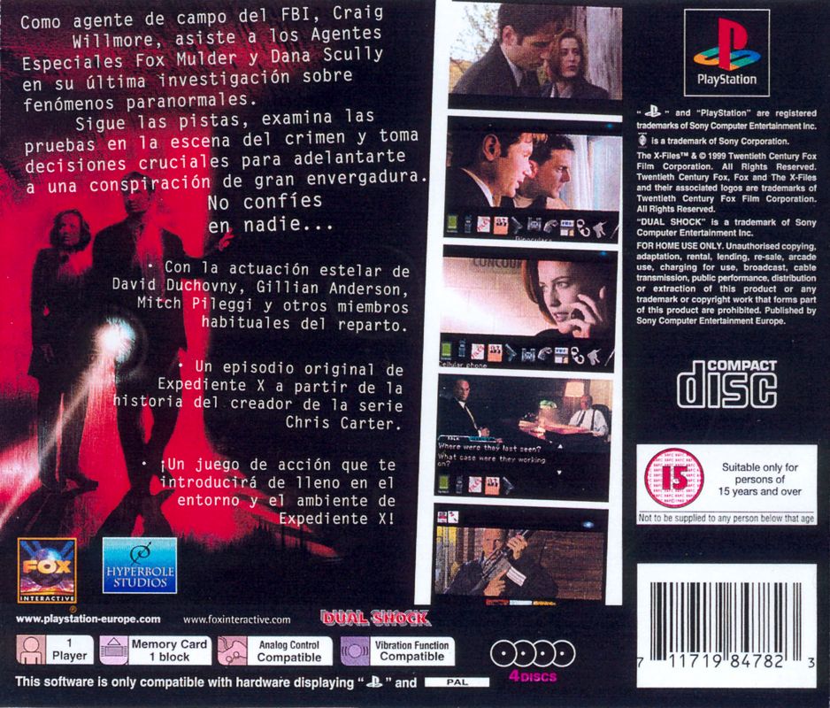 Back Cover for The X-Files Game (PlayStation)