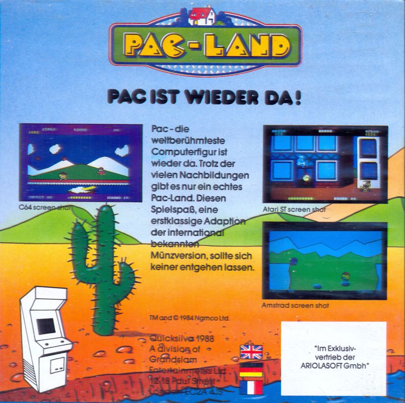 Back Cover for Pac-Land (Atari ST)