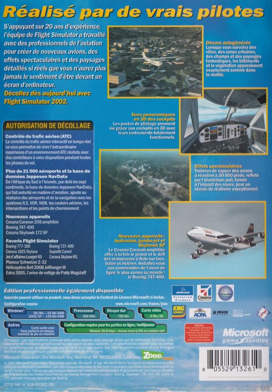 Back Cover for Microsoft Flight Simulator 2002 (Windows)