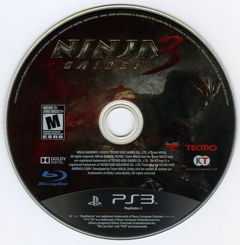 Media for Ninja Gaiden 3 (PlayStation 3)
