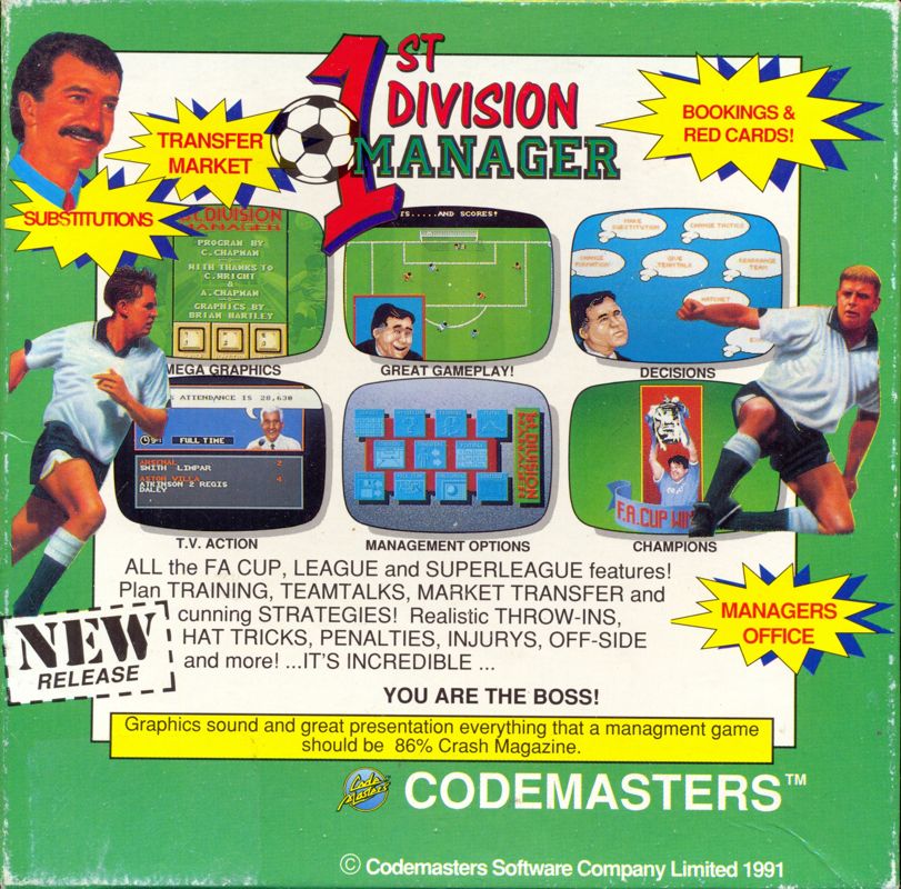 Back Cover for 1st Division Manager (Amiga)