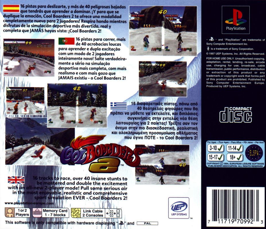 Back Cover for Cool Boarders 2 (PlayStation)