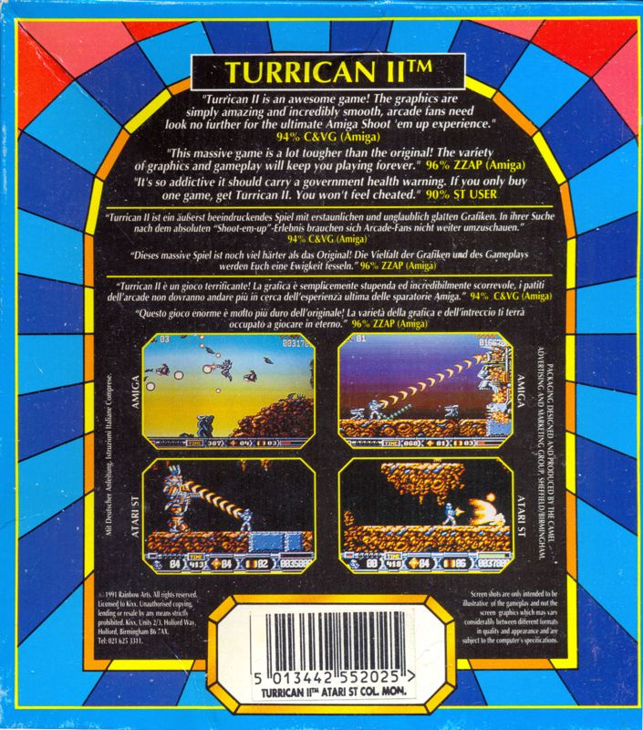 Back Cover for Turrican II: The Final Fight (Atari ST) (Kixx budget release)