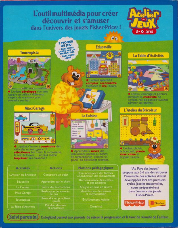 Back Cover for Fisher-Price Learning in Toyland (Macintosh and Windows and Windows 3.x)