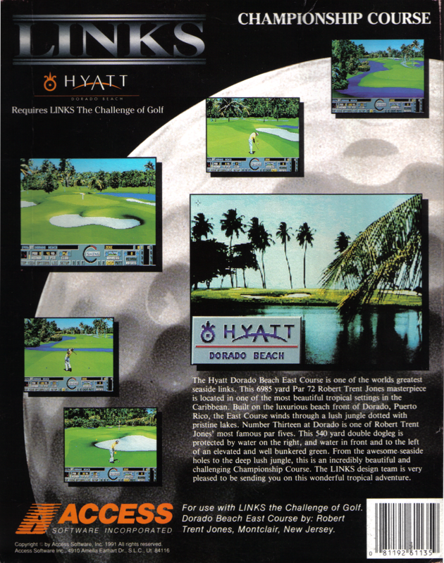 Back Cover for Links: Championship Course - Hyatt Dorado Beach (DOS) (3.5" Floppy Disk release)