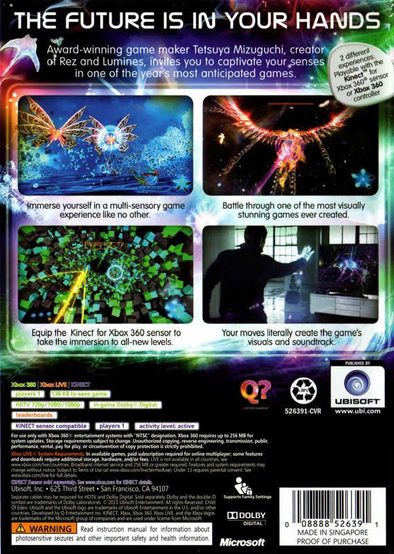 Back Cover for Child of Eden (Xbox 360)