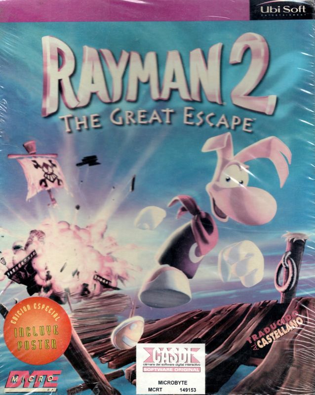 Front Cover for Rayman 2: The Great Escape (Windows) (Microbyte Edition - Free Poster Inside )