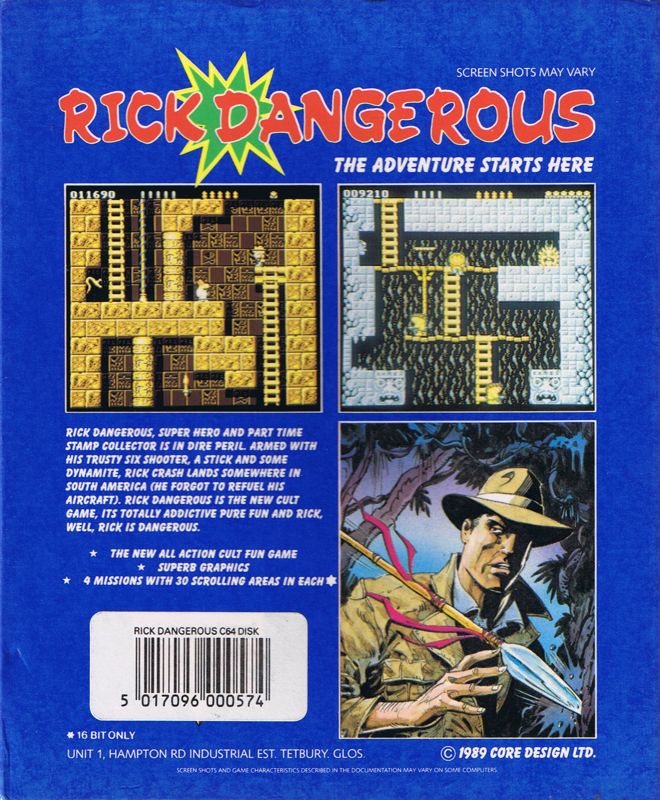 Back Cover for Rick Dangerous (Commodore 64)
