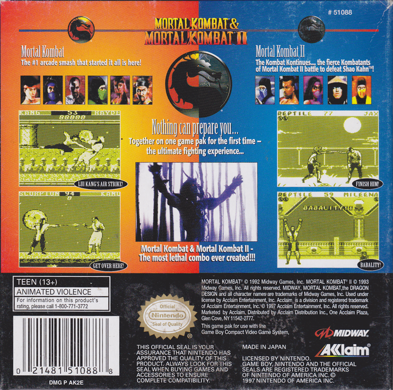 Mortal Kombat & Mortal Kombat II cover or packaging material