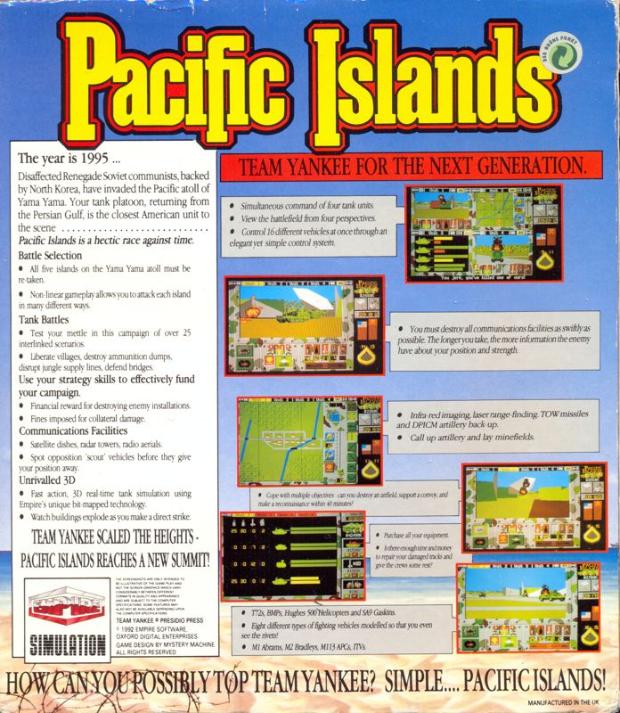 Back Cover for Pacific Islands (Amiga)