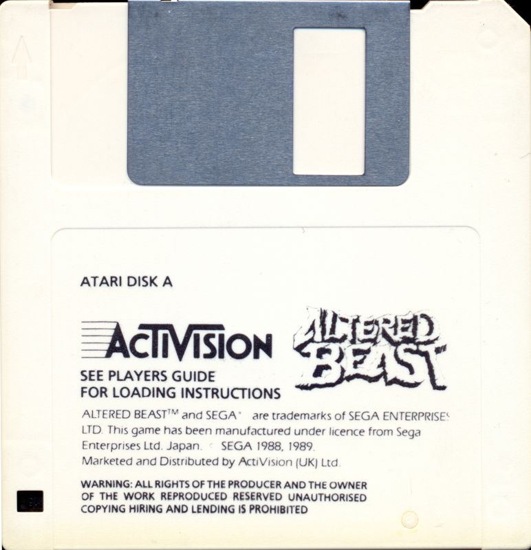 Media for Altered Beast (Atari ST): Disk 1 of 2
