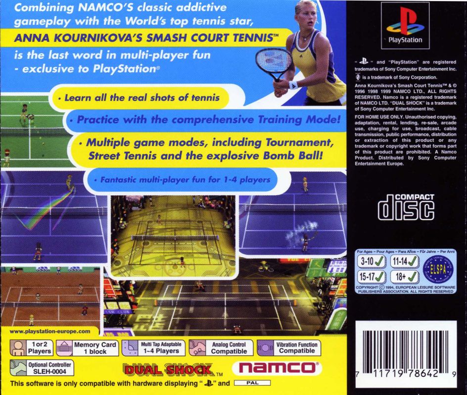Back Cover for Anna Kournikova's Smash Court Tennis (PlayStation)