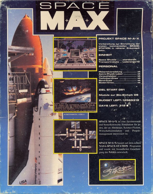 Back Cover for Space M+A+X (Amiga)