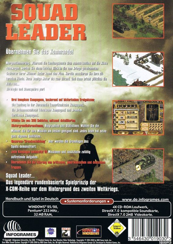 Back Cover for Avalon Hill's Squad Leader (Windows) (Infogrames release)