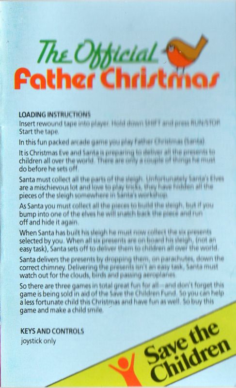 Inside Cover for The Official Father Christmas (Commodore 64)