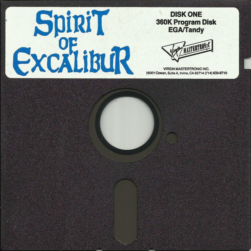 Media for Spirit of Excalibur (DOS) (5.25" Floppy Disk release): Disk 1/6 (360K Program Disk, EGA/Tandy)