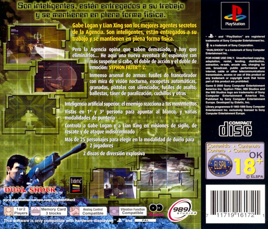 Back Cover for Syphon Filter 2 (PlayStation)