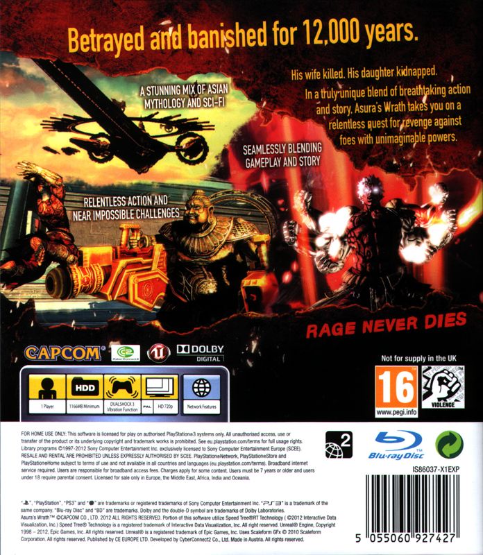 Back Cover for Asura's Wrath (PlayStation 3) (European English release)