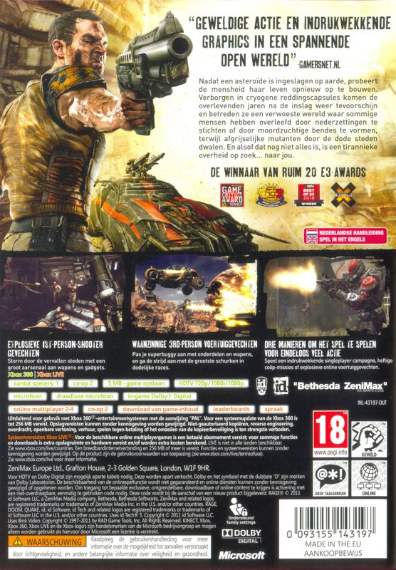 Back Cover for Rage (Anarchy Edition) (Xbox 360)