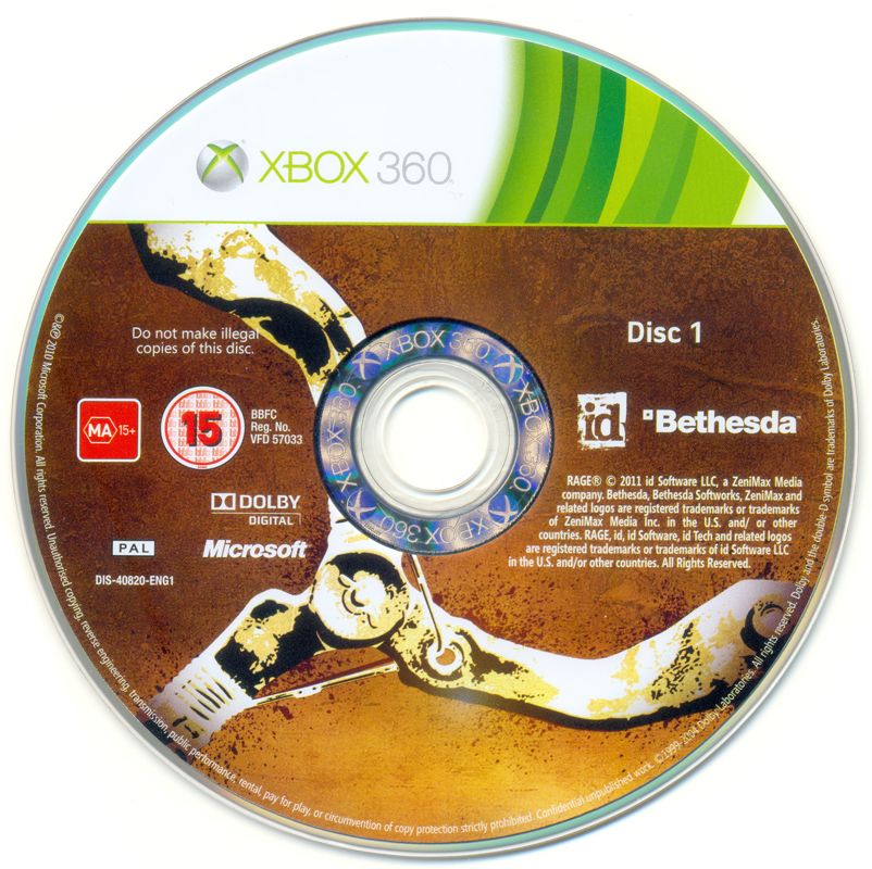 Media for Rage (Anarchy Edition) (Xbox 360): Disc 1/3
