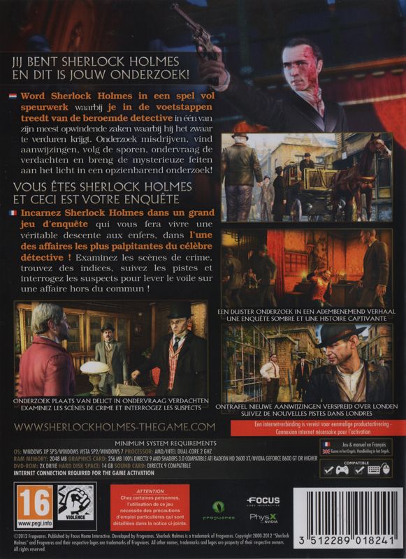 Back Cover for The Testament of Sherlock Holmes (Windows)