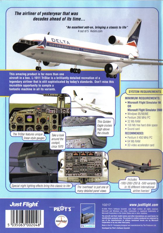 Back Cover for L-1011 TriStar (Windows)