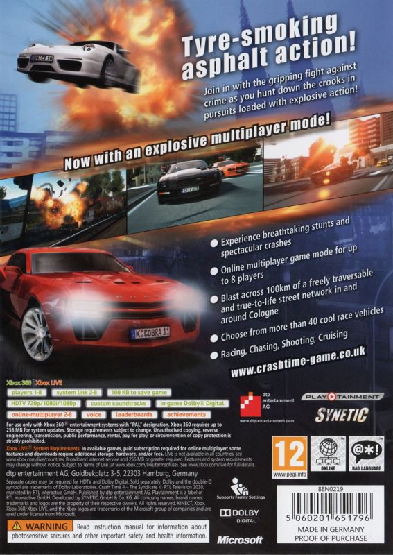 Back Cover for Crash Time 4: The Syndicate (Xbox 360)