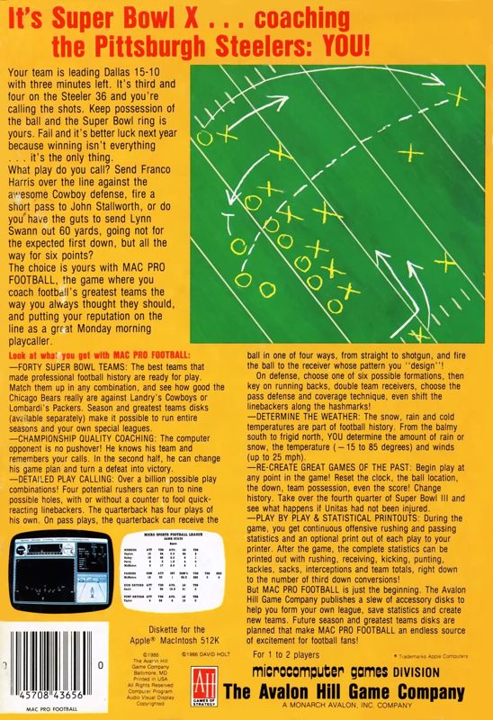 Back Cover for Mac Pro Football (Macintosh)