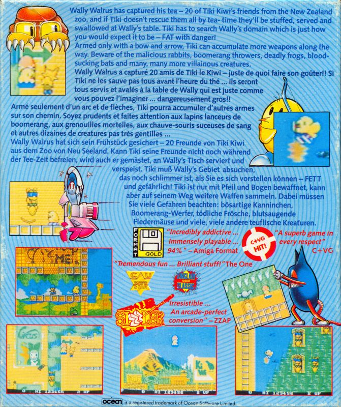 Back Cover for The New Zealand Story (Atari ST)