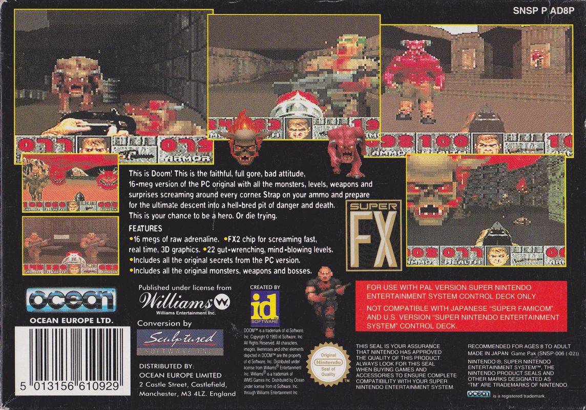 Back Cover for Doom (SNES)