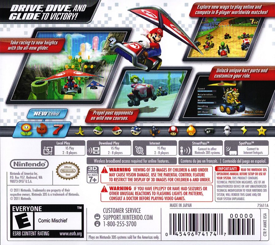 Back Cover for Mario Kart 7 (Nintendo 3DS)