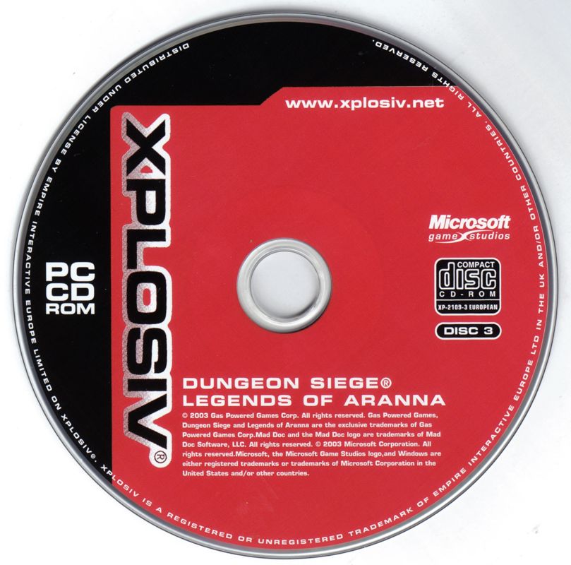 Media for Dungeon Siege: Legends of Aranna (Windows) (Xplosiv release): Disc 3/3
