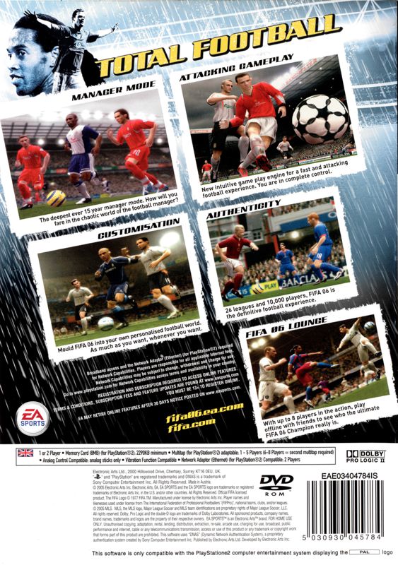 Back Cover for FIFA Soccer 06 (PlayStation 2)