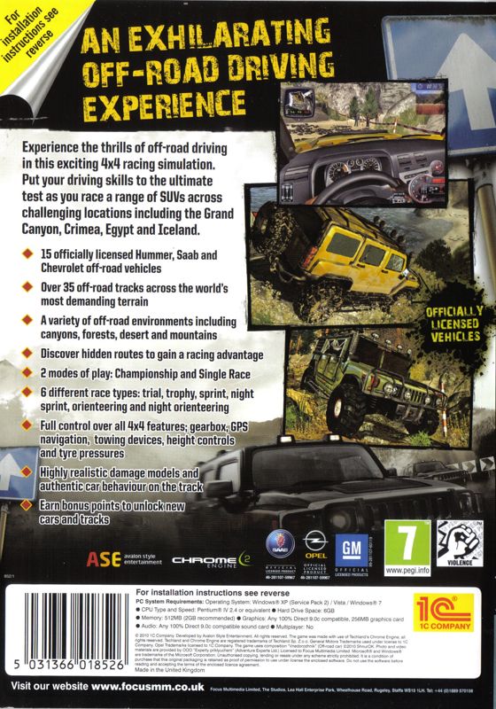 Back Cover for 4x4 Hummer (Windows) (Focus Multimedia DVD release)