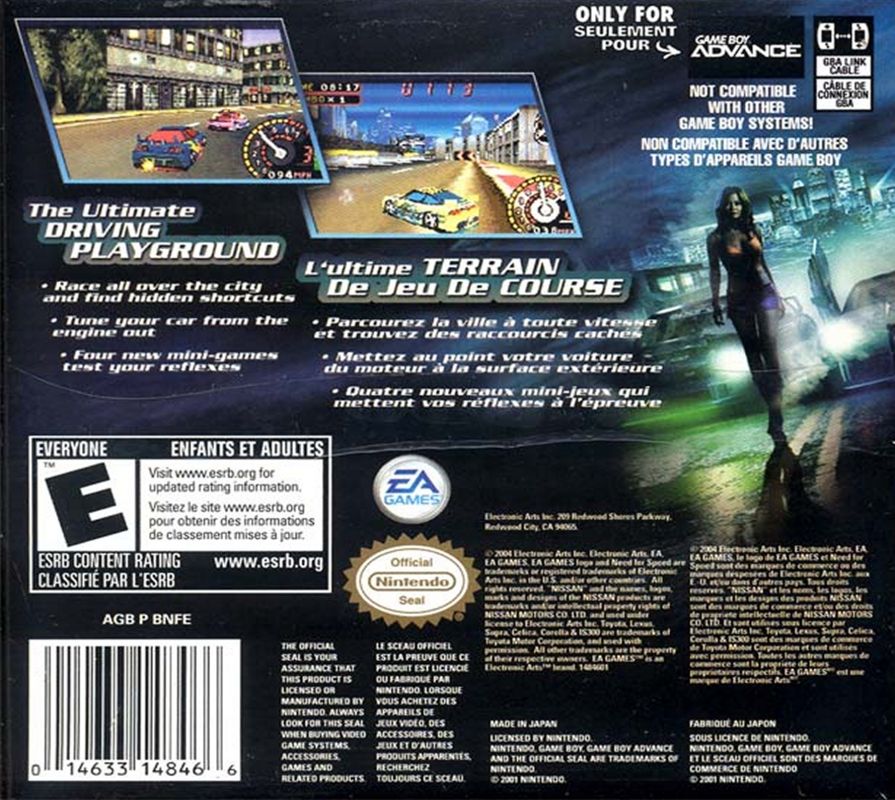 Back Cover for Need for Speed: Underground 2 (Game Boy Advance)
