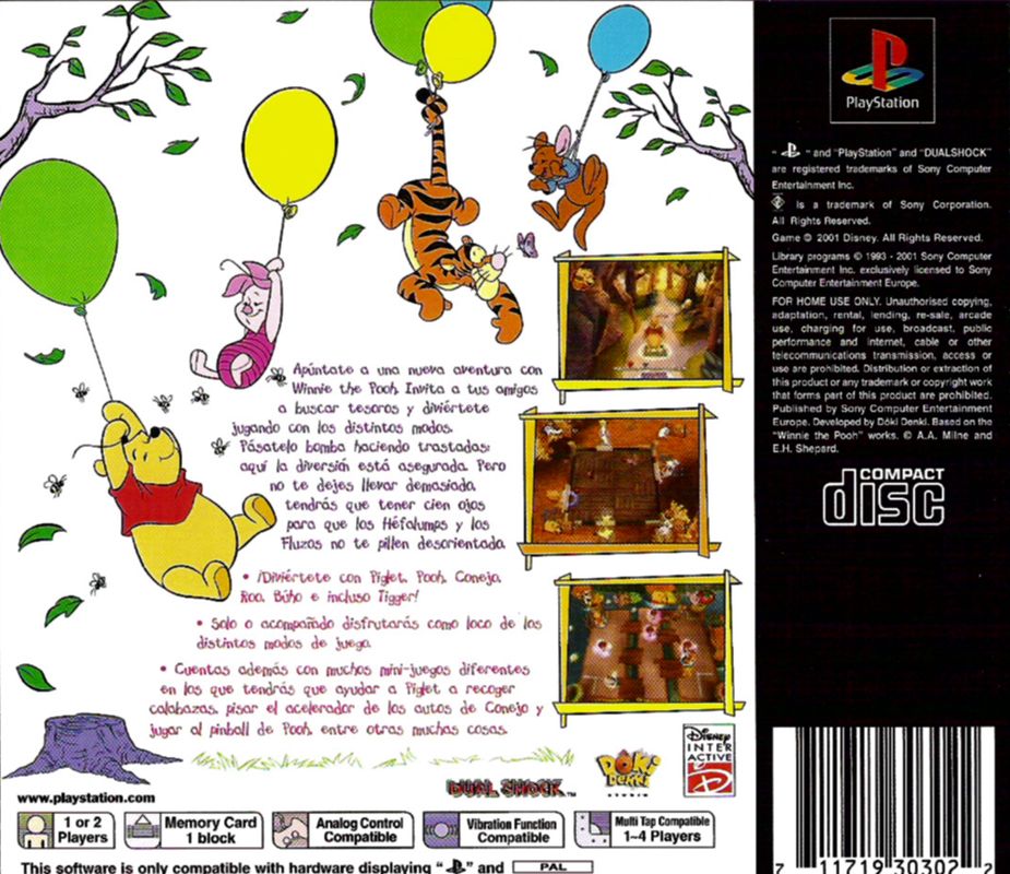 Back Cover for Disney's Pooh's Party Game: In Search of the Treasure (PlayStation)