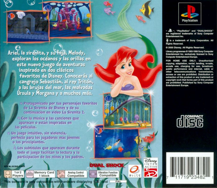 Back Cover for Disney's The Little Mermaid II (PlayStation)