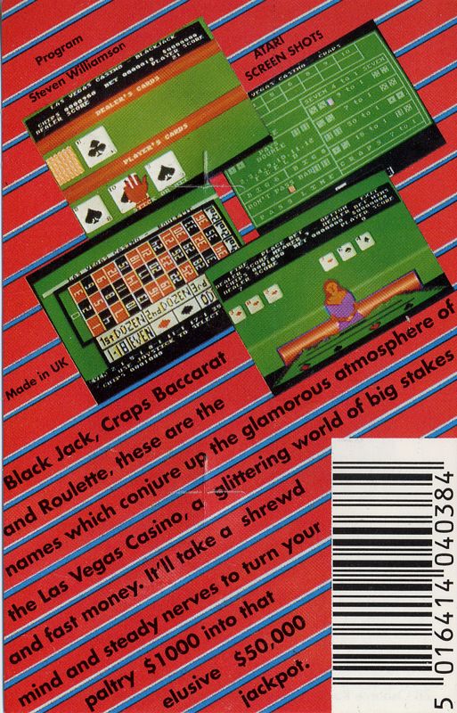Back Cover for Las Vegas Casino (Atari 8-bit)