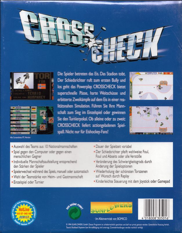 Back Cover for Cross Check (Amiga)